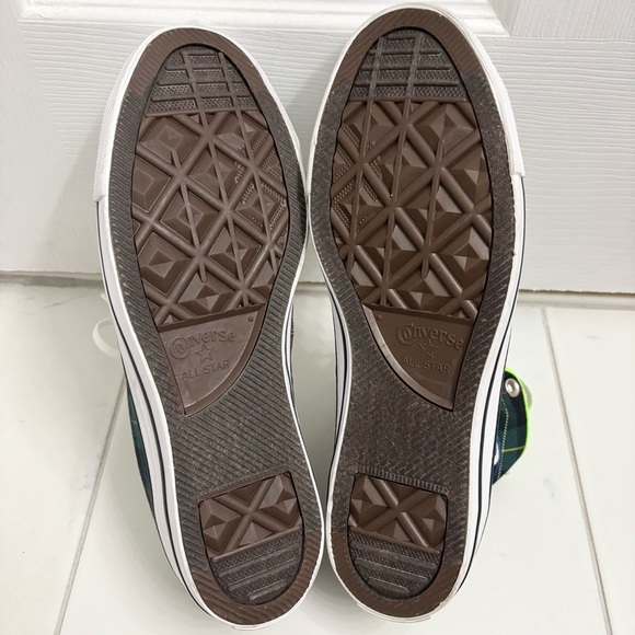 Converse Chuck Taylor All Star High World Peace Sneakers M9 W11 Plaid Green Red - Picture 6 of 7